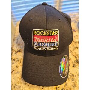 Rockstar Makita Suzuki Factory Racing Black Flexfit Baseball Cap Mens L XL